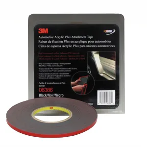 3M Automotive Acrylic Plus Attachment Tape, Black, 1/4" x 20 yds. MMM6386