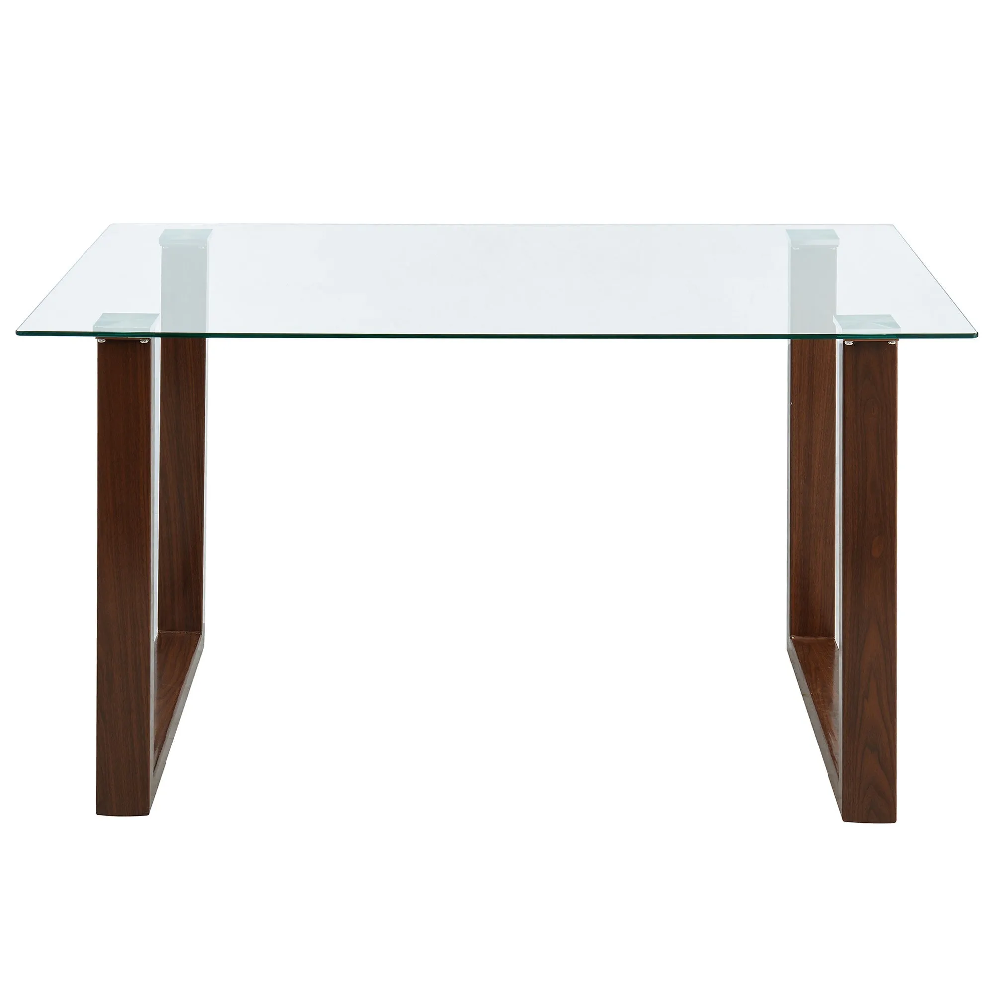 5 Piece Glass Square Dining Set Franco Walnut
