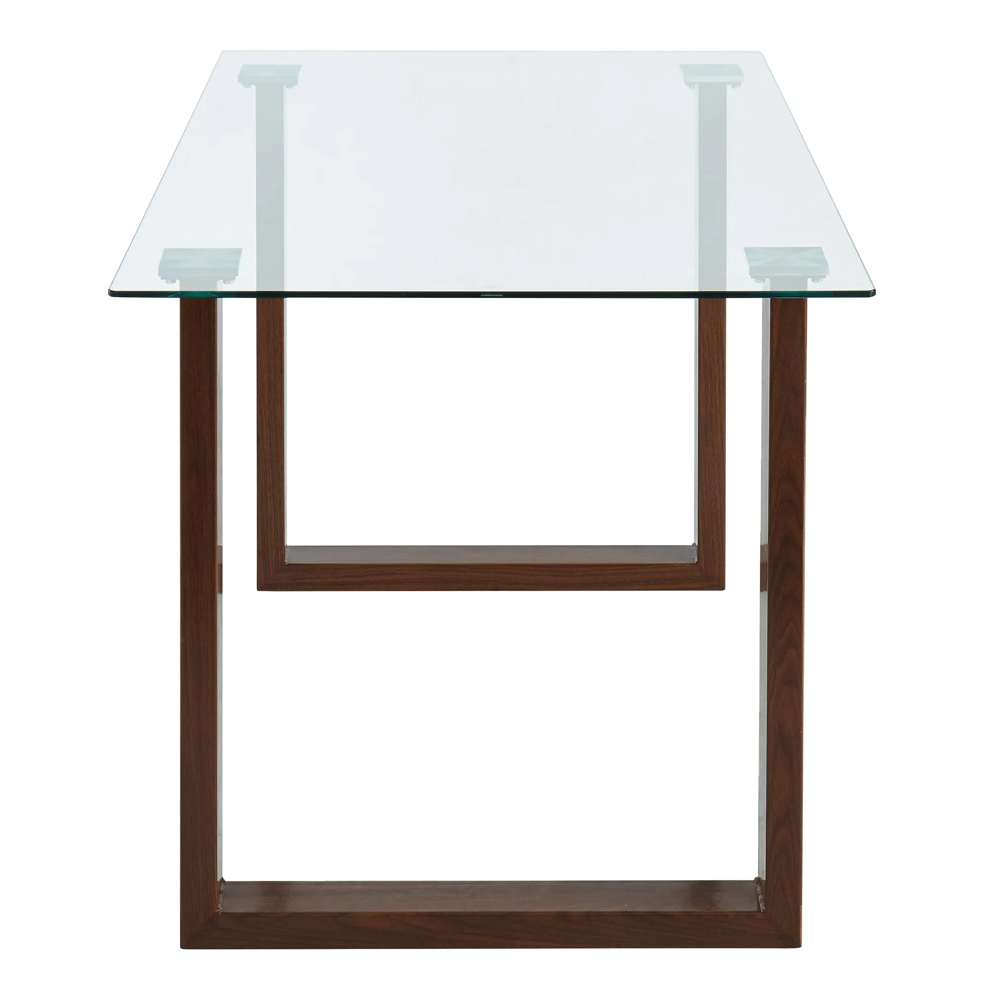 5 Piece Glass Square Dining Set Franco Walnut