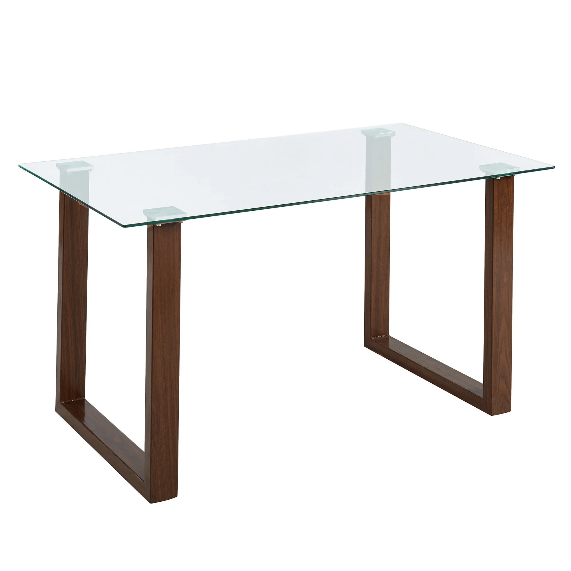 5 Piece Glass Square Dining Set Franco Walnut