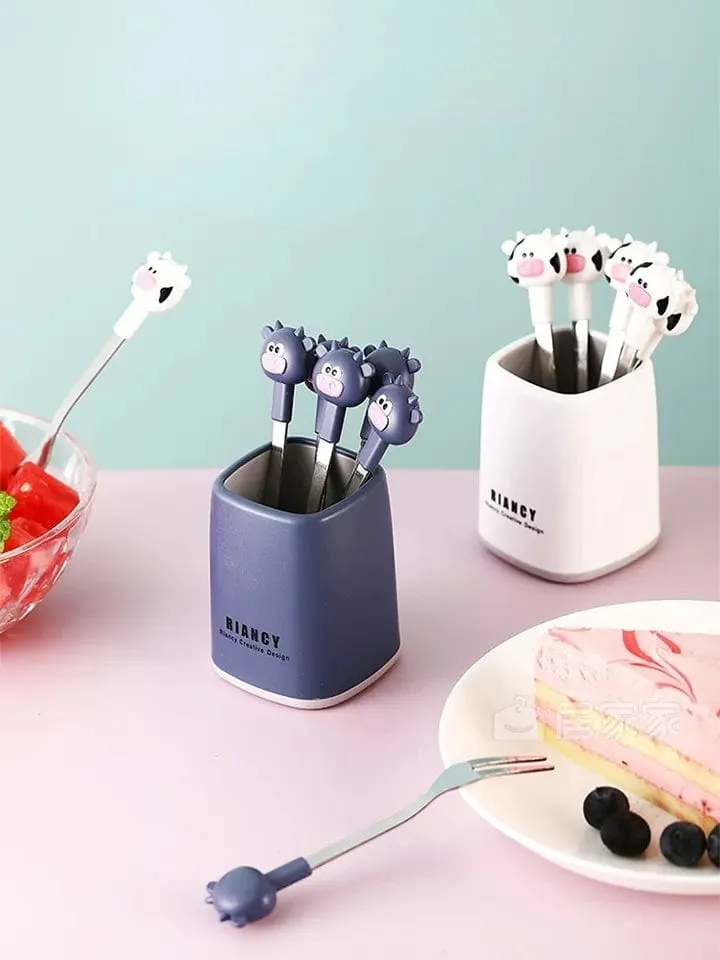 6 in 1 Cartoon Style Stainless Steel Fruit Fork