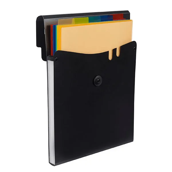 6 Pack Marbig Vertical Expanding File With Elastic Closure PP 5 Pockets A4 Black