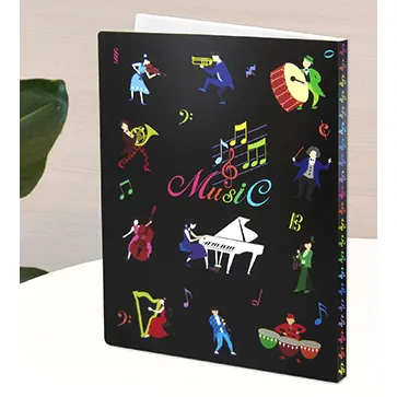 A4 Clear Display Music Folder (20 pockets) - Black with Colourful Musicians