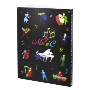 A4 Clear Display Music Folder (20 pockets) - Black with Colourful Musicians