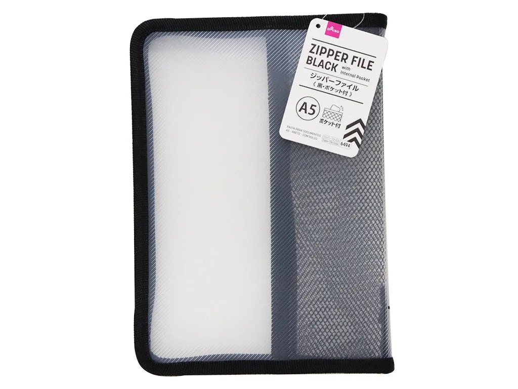 A5 Zipper File with Internal Pocket