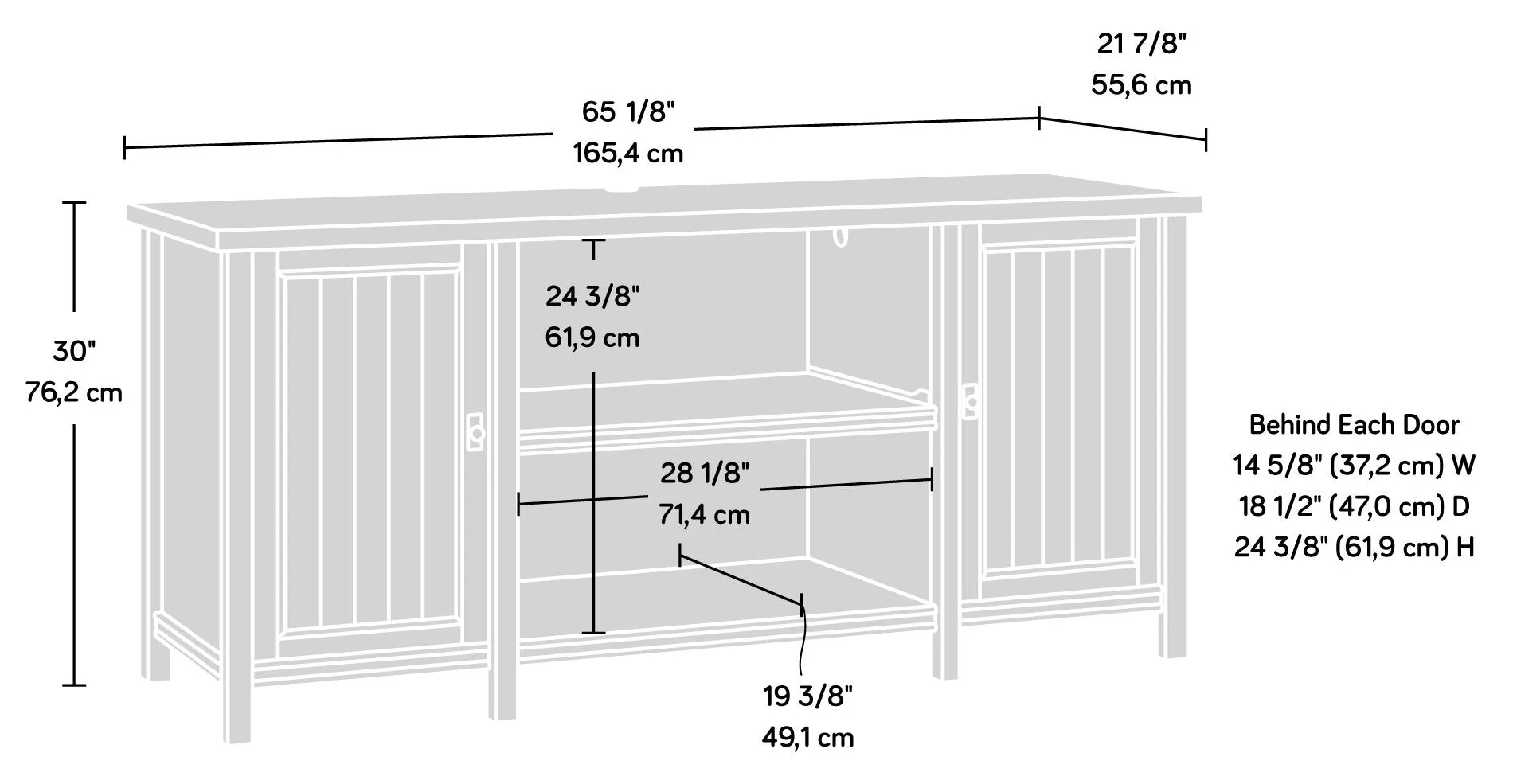 Alfena Commercial Grade Credenza - Washed Walnut