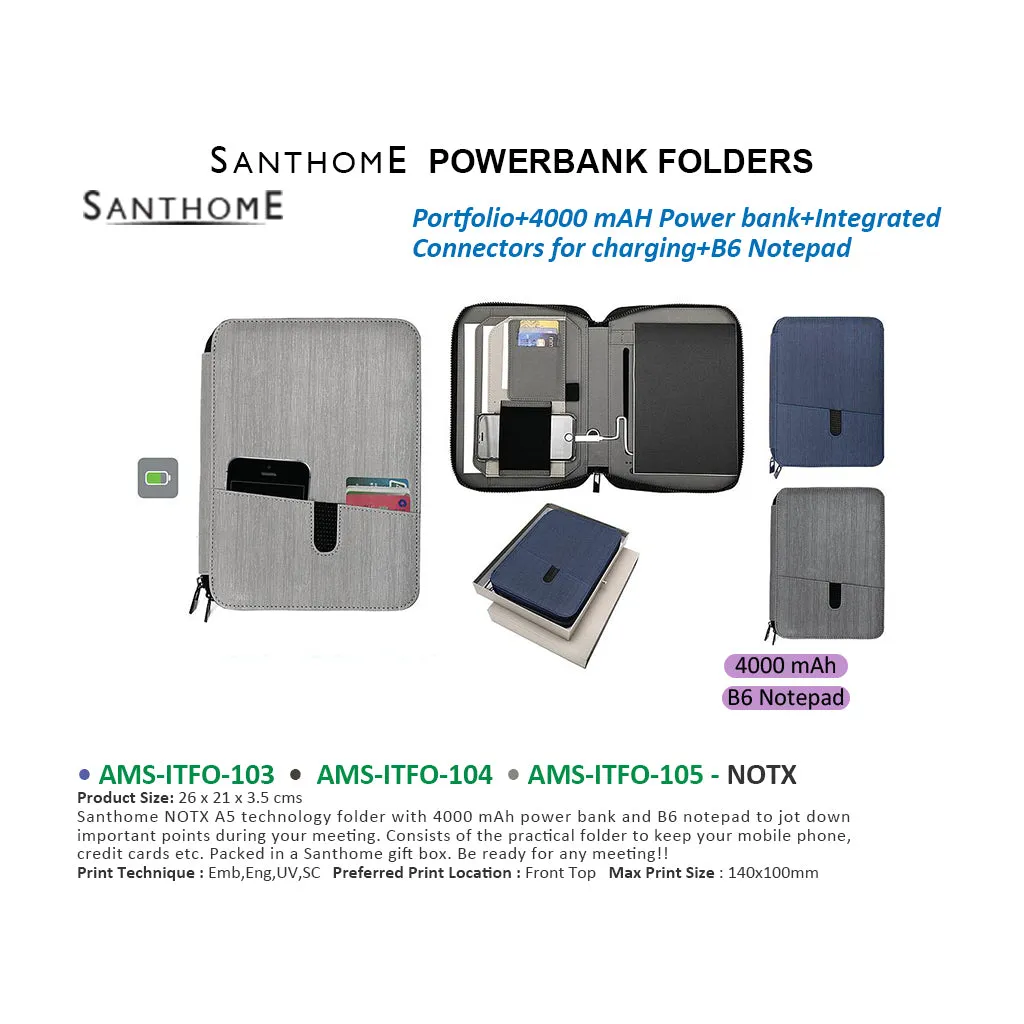 AMS-ITFO-105 - NOTX - SANTHOME Powerbank folders