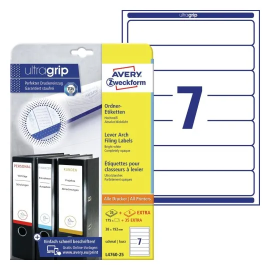 Avery Filing Labels 38 x 192 mm - (L4760-25)