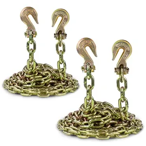 AYMMIC Transport Binder Chain,Tow Chain with 5/16'' x16',Grade 70,with Clevis Grab Hooks,4,700 lbs Working Load Limit,Tow Chain Tie Downs for Flatbed Trailers or Truck (2Pack)