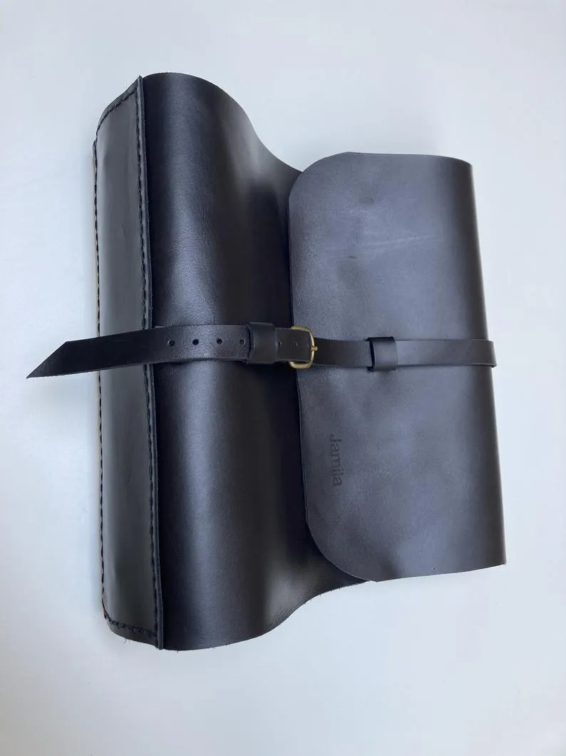 Black Leather 3-Ring Binder/3" Ring Binder Portfolio