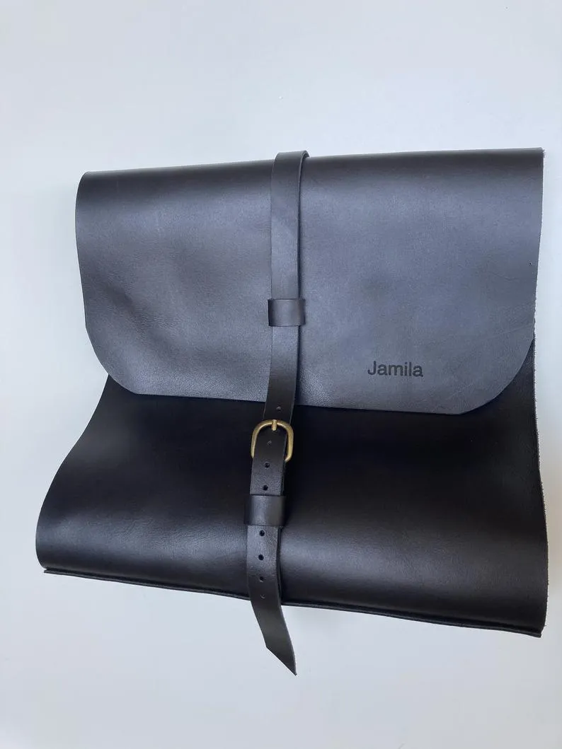 Black Leather 3-Ring Binder/3" Ring Binder Portfolio