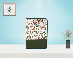 Bulk Order Jute Conference Folder with Warli Print, Multi-Compartment, and Closure Zip