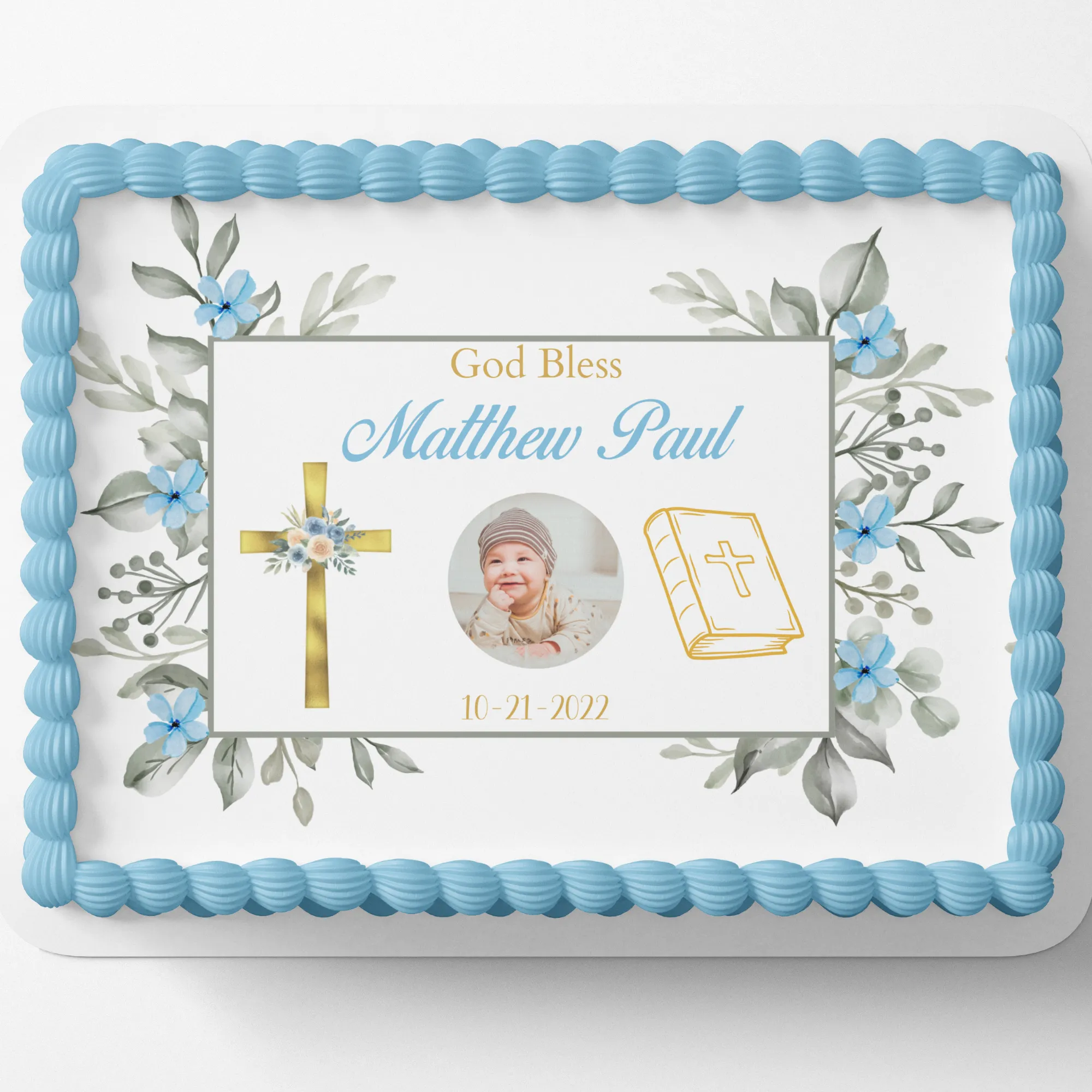 CHRISTENING CAKE TOPPER BAPTISM Cake topper edible image customizable