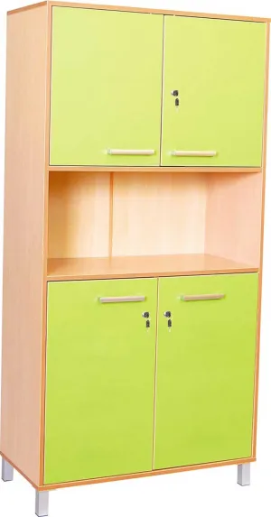 Classic High Cabinet with doors and locks - Green Doors