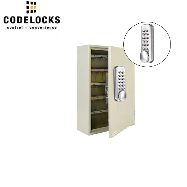 CodeLocks - Key Secure Extra Security Key Cabinet w/ CL160 - Mechanical Lock - Tubular Mortise Latch - Hold Back Feature - QuickCode - Optional Size