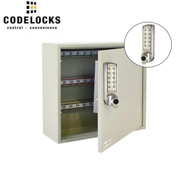 CodeLocks - Key Secure Hook Key Cabinet w/ CL2255 - Portable - Medium Duty - Electronic Lock - Tubular Mortise Latch - Key Override - Optional Lock Prep - 50 Keys