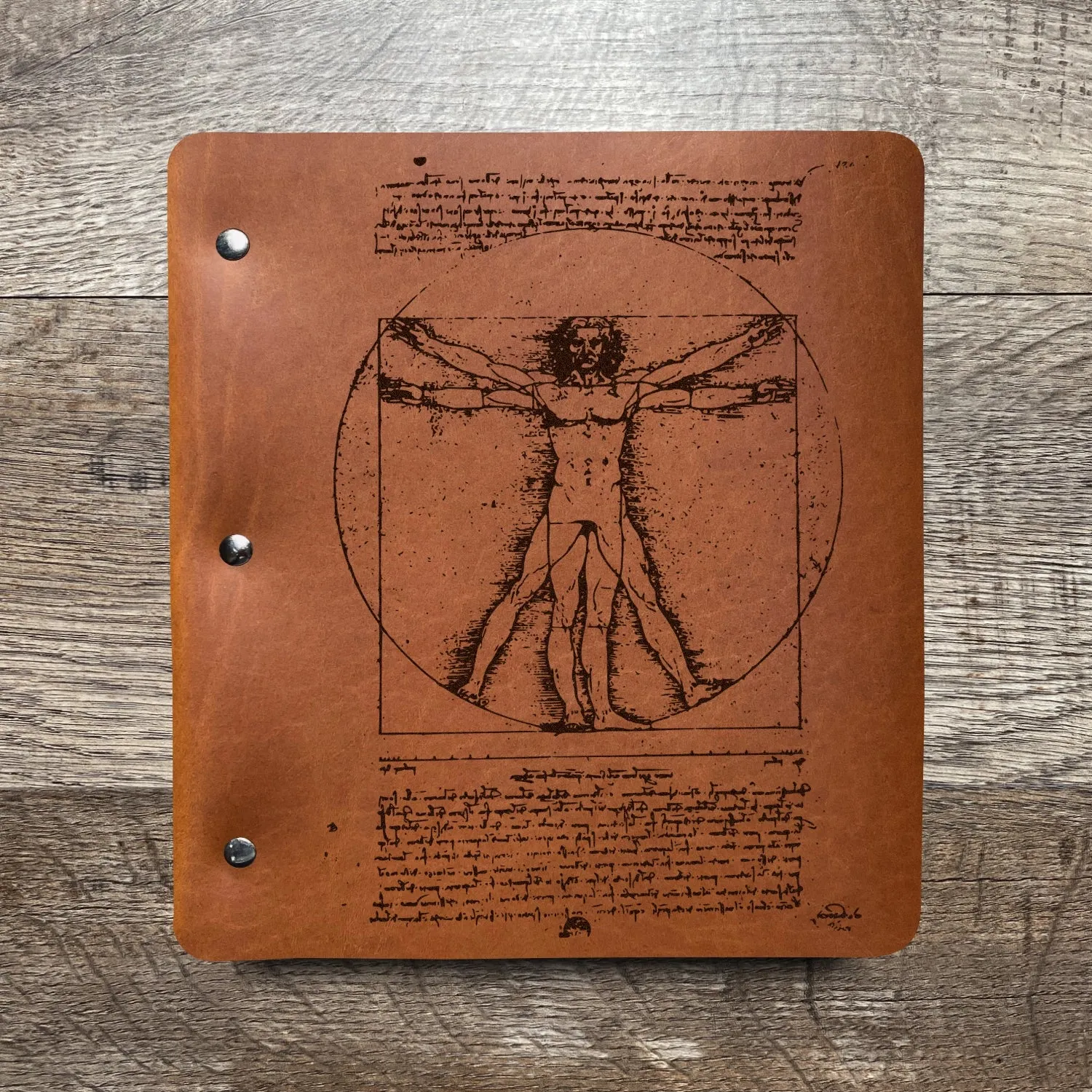 Da Vinci - Vitruvian - Pre-Engraved - Refillable Leather Binders
