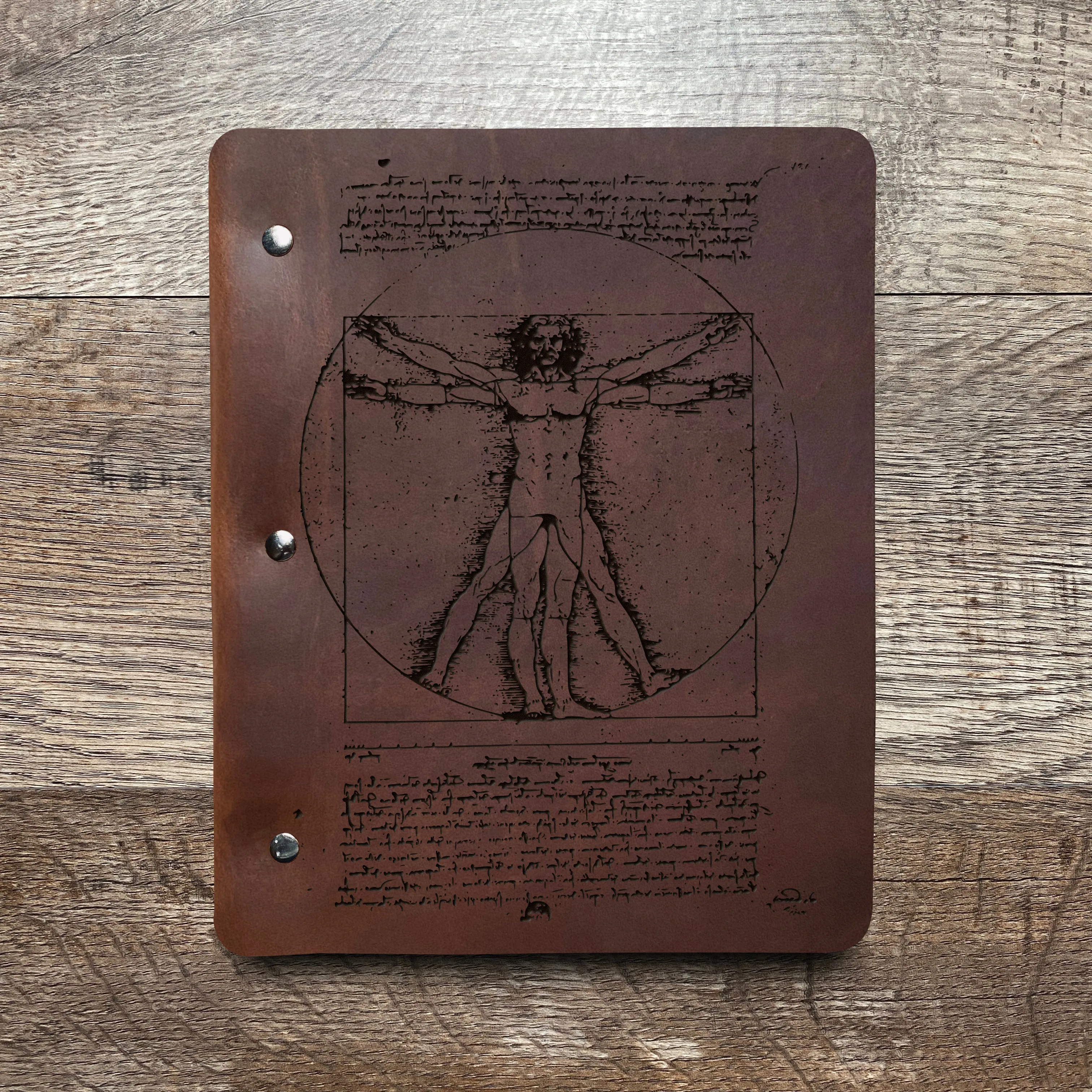 Da Vinci - Vitruvian - Pre-Engraved - Refillable Leather Binders