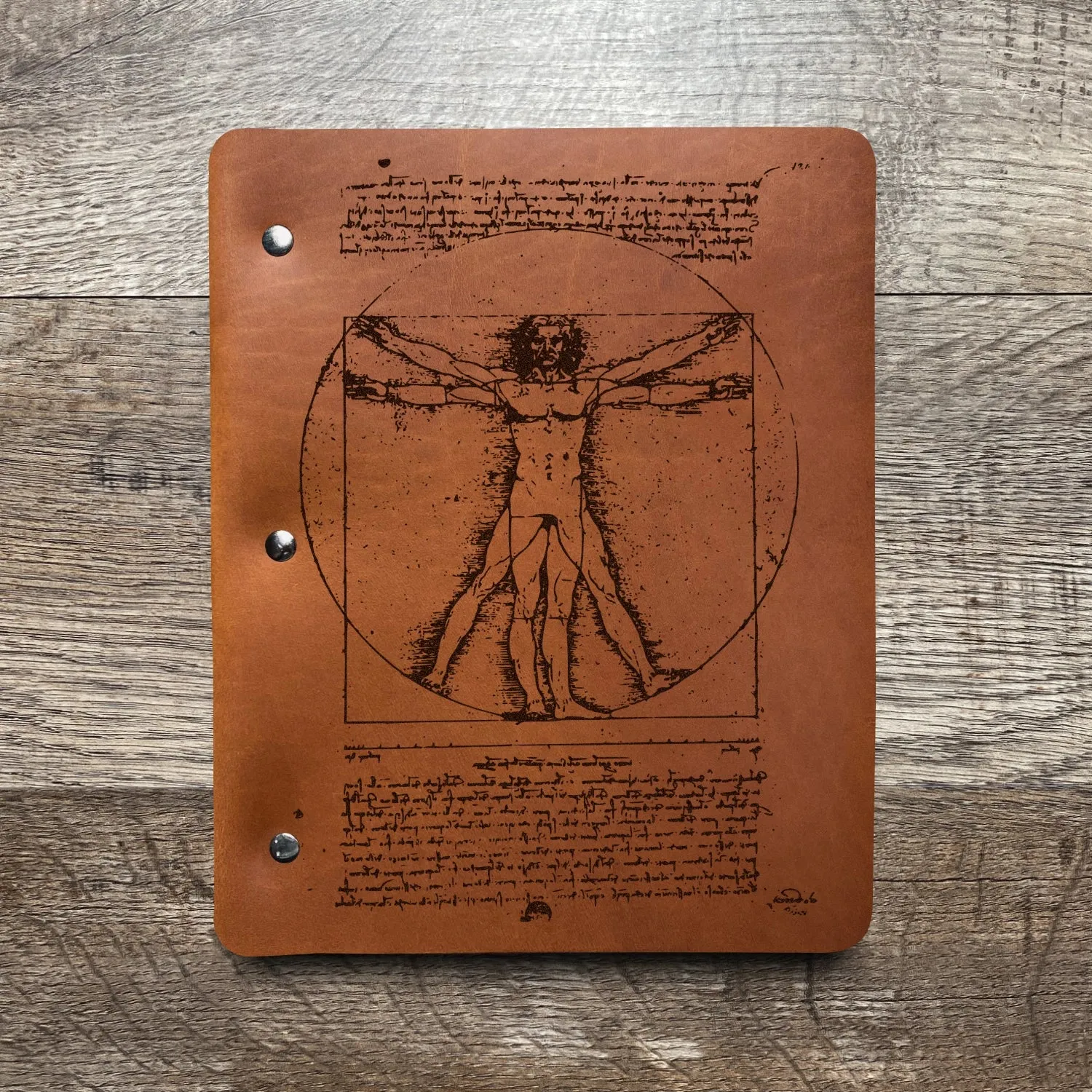 Da Vinci - Vitruvian - Pre-Engraved - Refillable Leather Binders