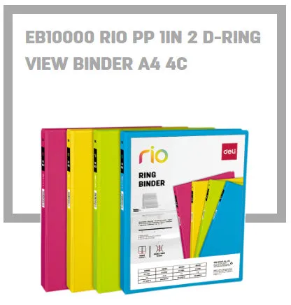 Deli Rio PP 1IN 2 D-Ring View Binder A4 4C
