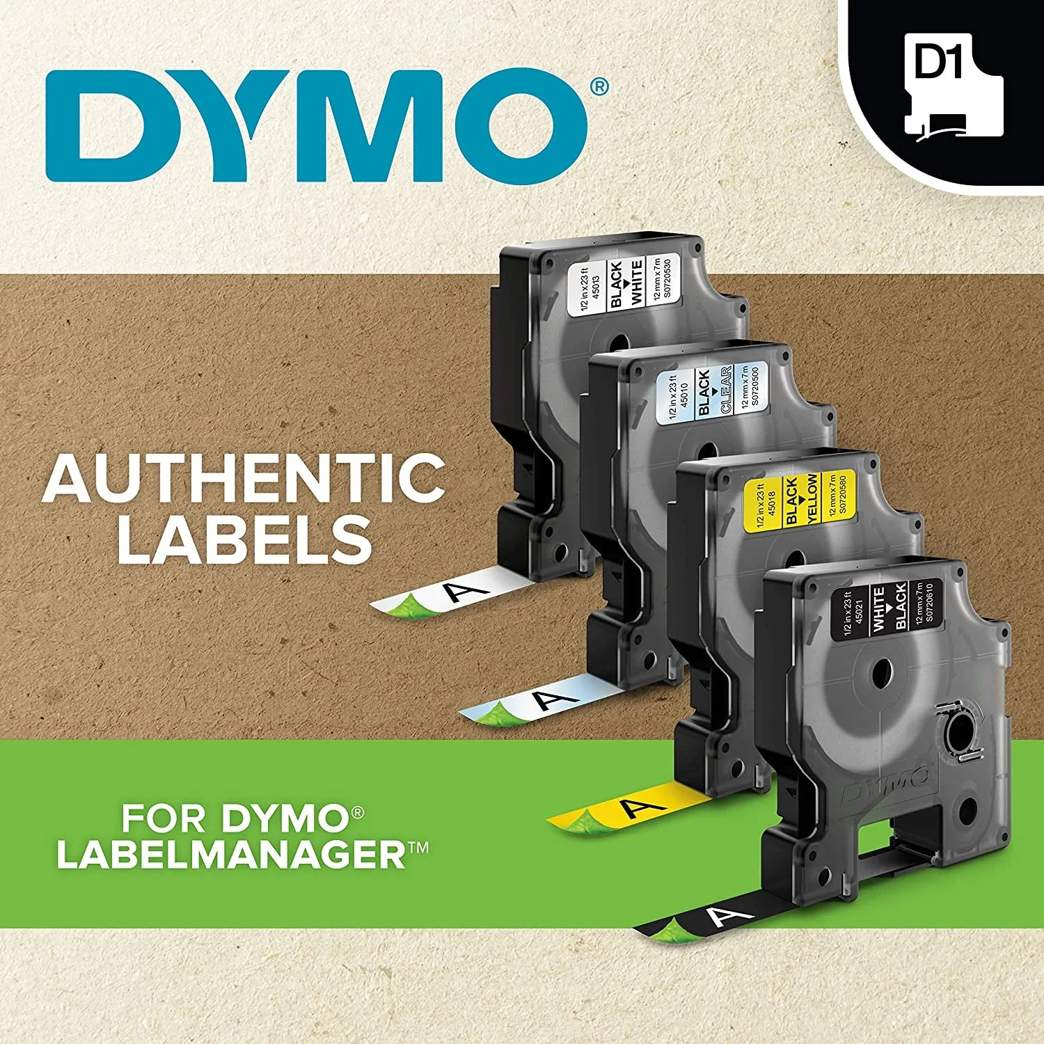 DYMO D1 Labels, 1/2-Inch X 23-Foot Roll, Black Print on White, Self-Adhesive, for Labelmanager Label Makers