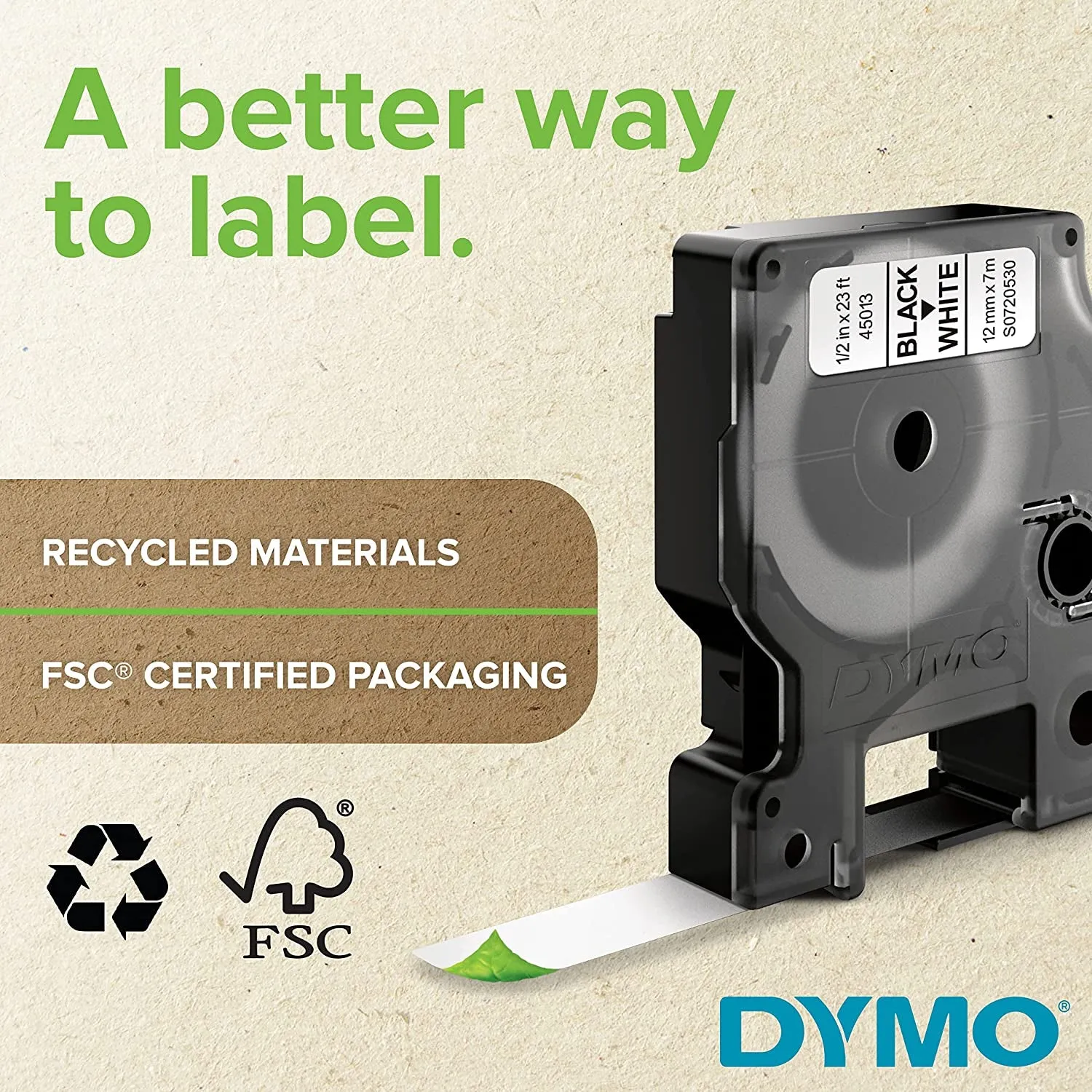 DYMO D1 Labels, 1/2-Inch X 23-Foot Roll, Black Print on White, Self-Adhesive, for Labelmanager Label Makers