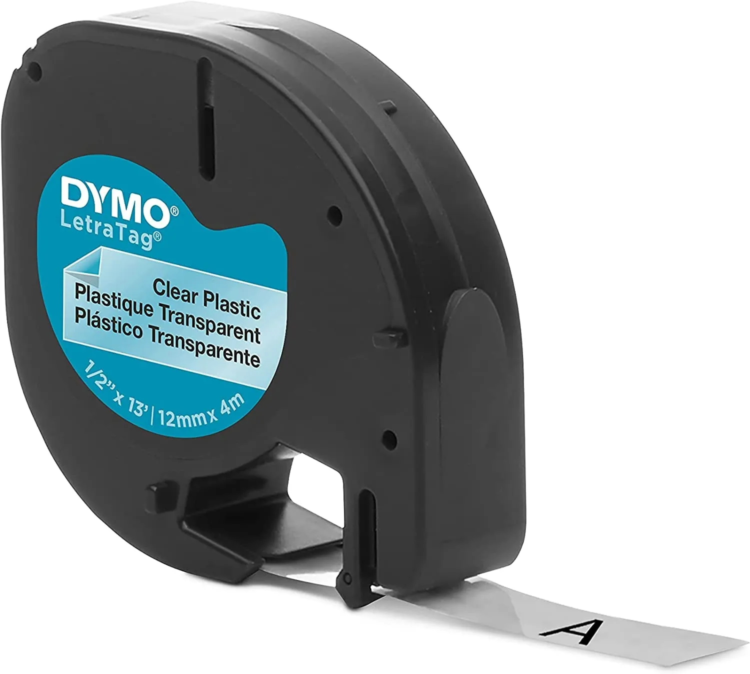 DYMO LT Labeling Tape for Letratag Label Makers, Black Print on Clear Labels, 1/2" X 13-Foot Rolls, 3 Count