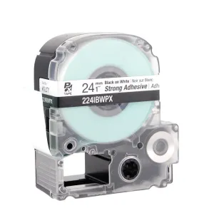 Epson 1" Black on White "Strong Adhesive" Tape - 224IBWPX