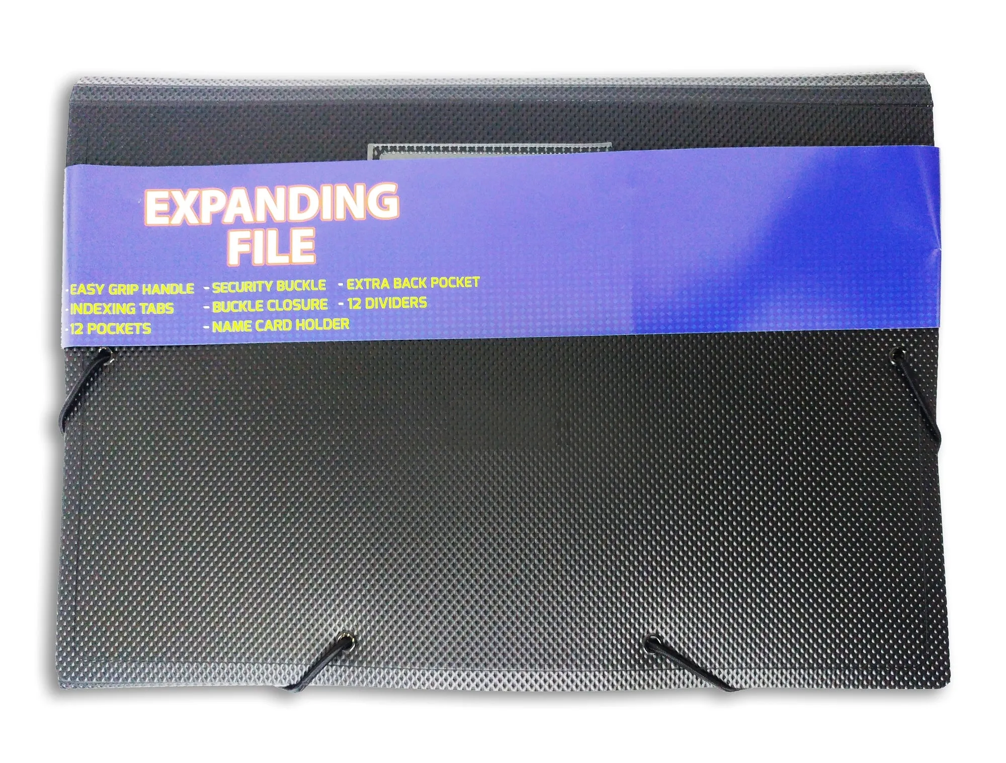 Expanding File with Rubber Band Black A4 Size