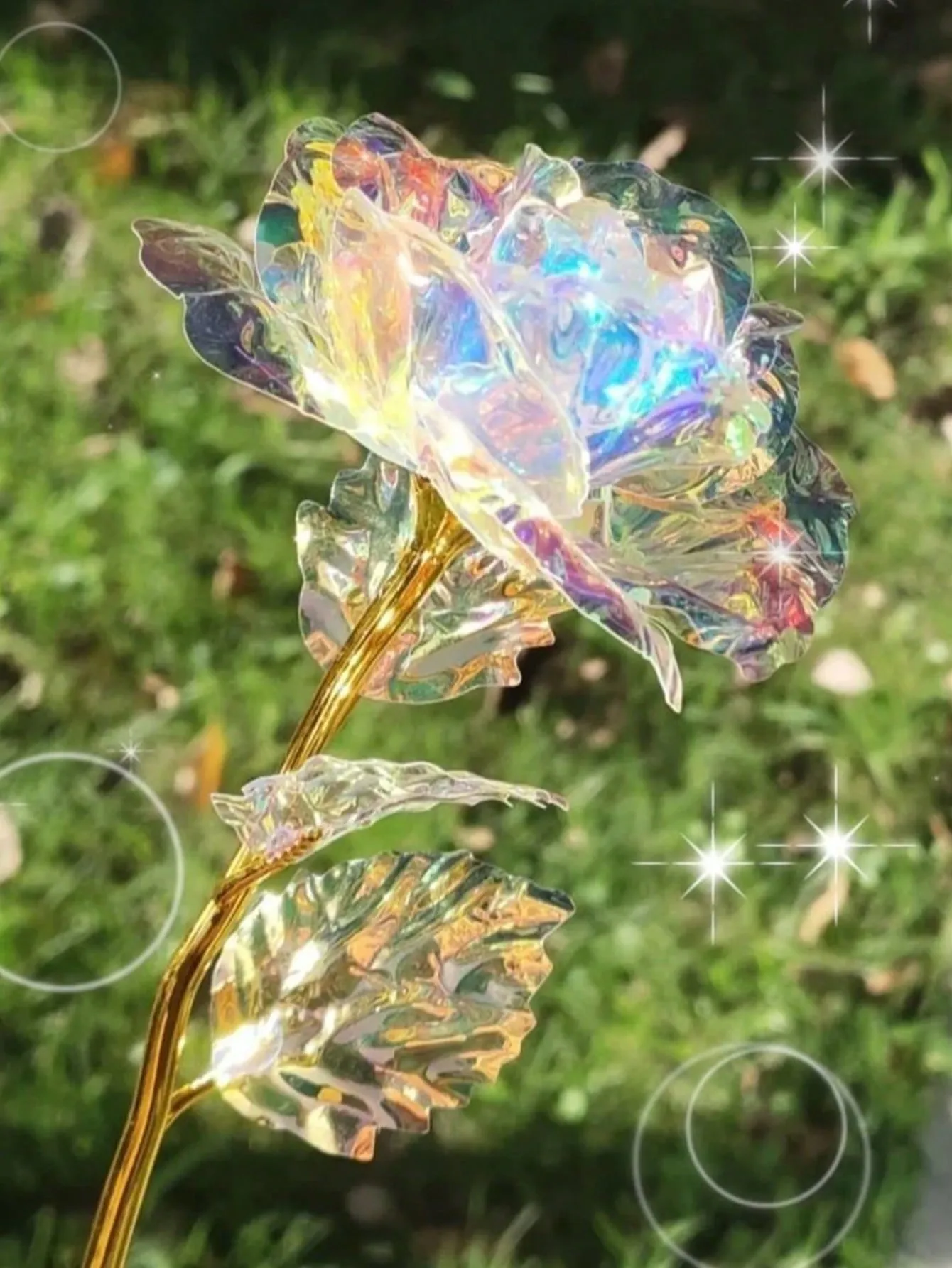 Faux anemone flower|Holographic Faux Flower