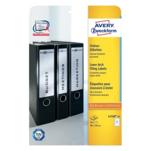 Filing Labels38 x 192 mm, Inkjet, Colour Laser, B/W Laser, Copier, for small binders, short