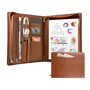 Foldermate A4 Zip Pad Folio Eve Folder Brown Light