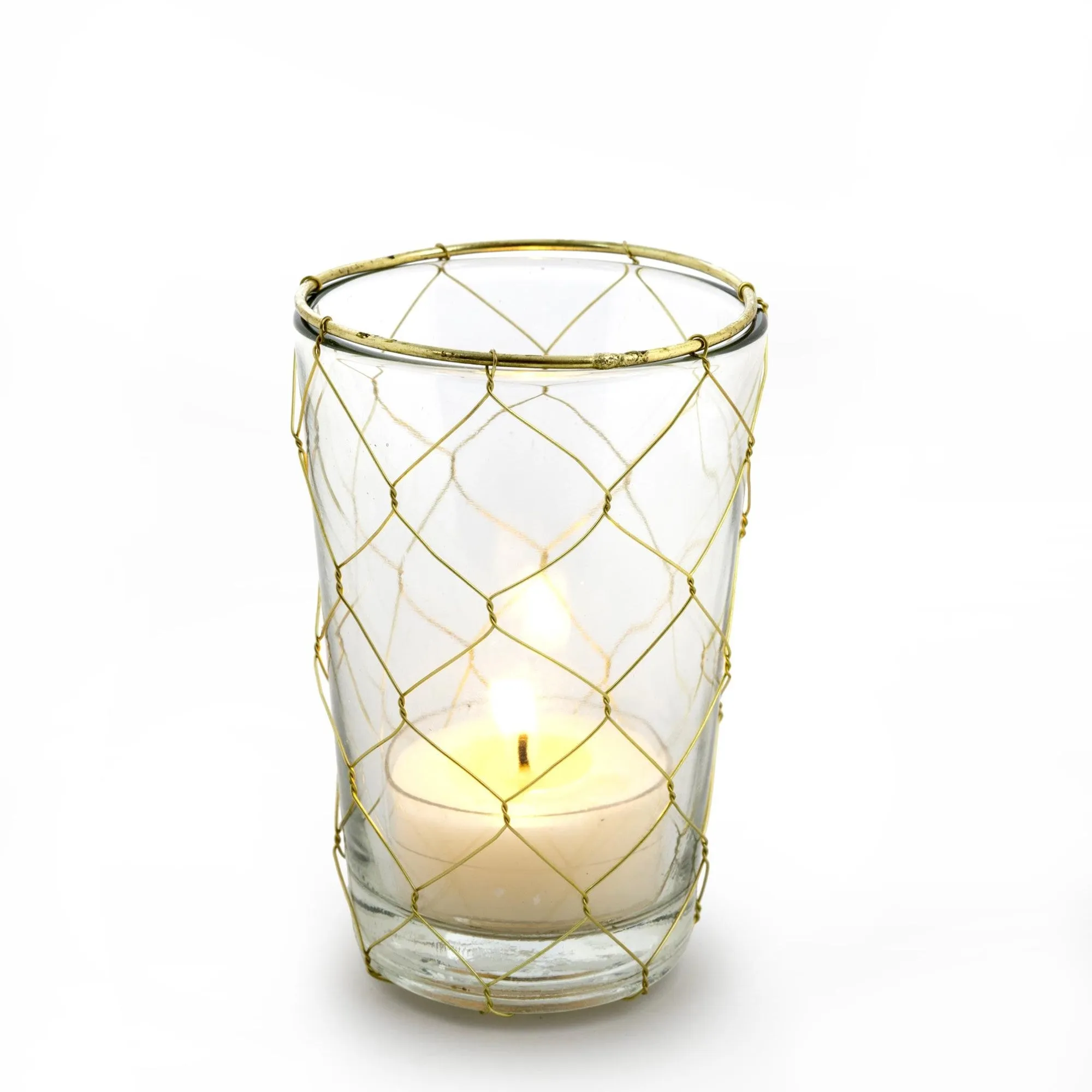 Gold Weave Votive Holder - Tall