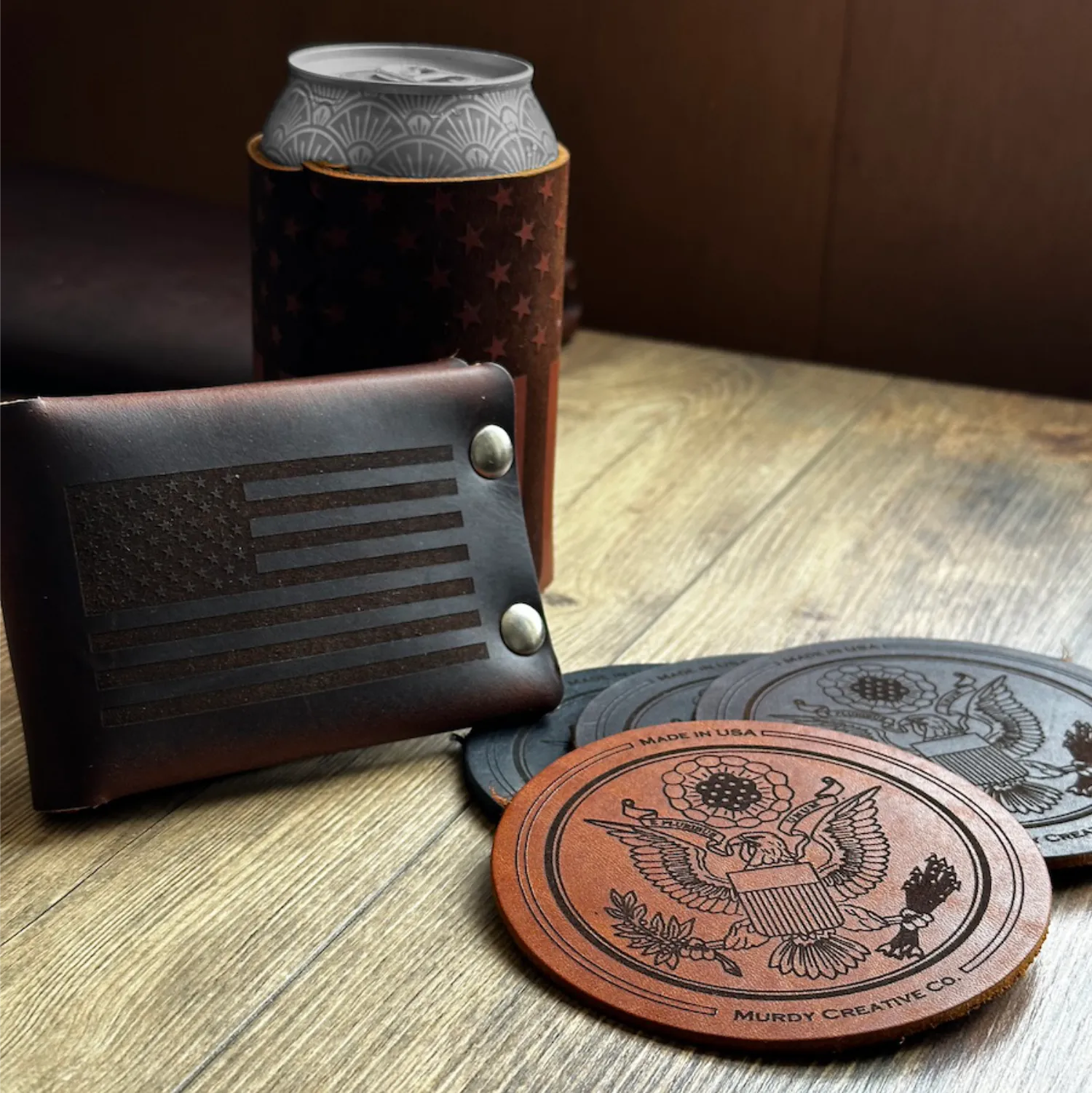 Great Seal Leather 4 Coaster Set