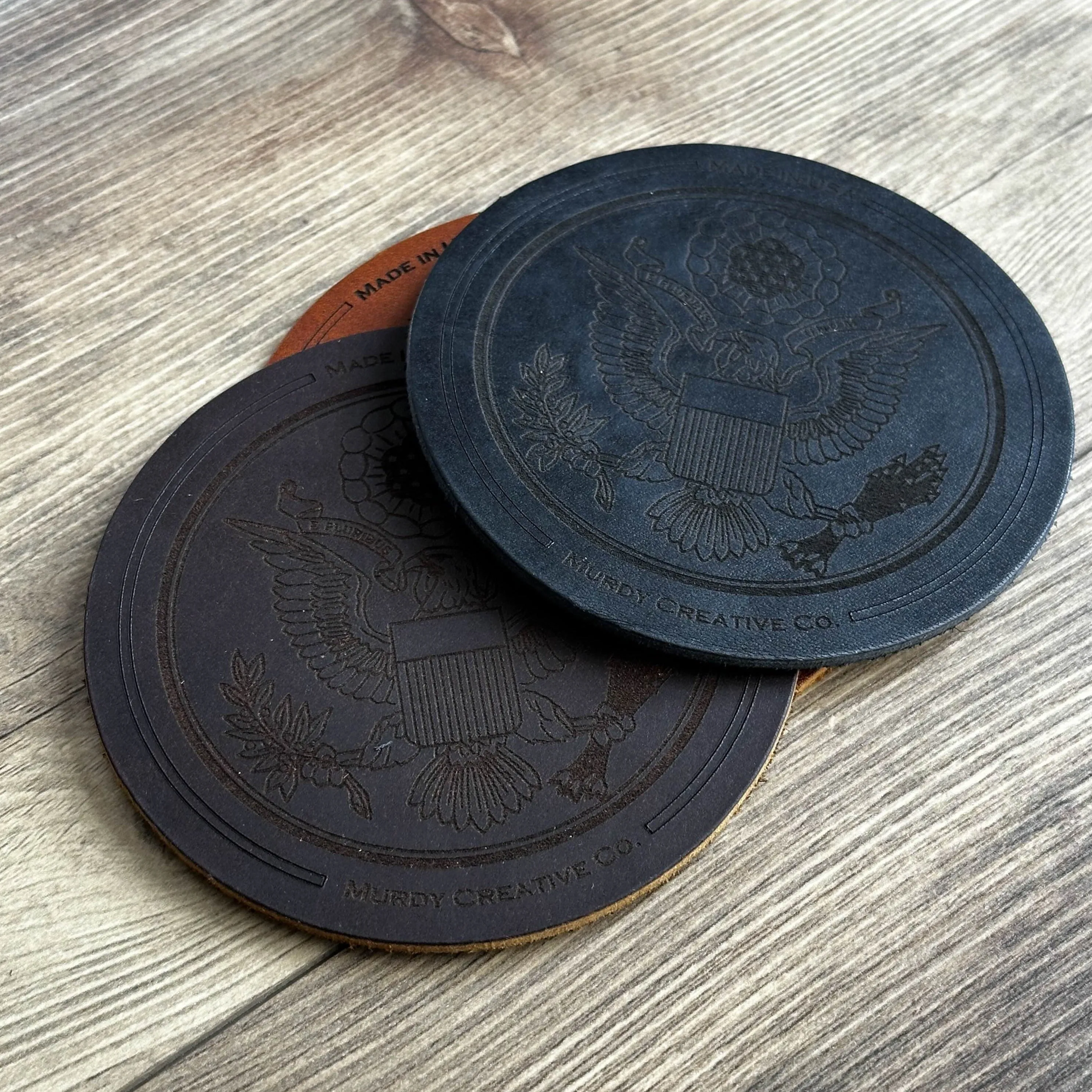 Great Seal Leather 4 Coaster Set