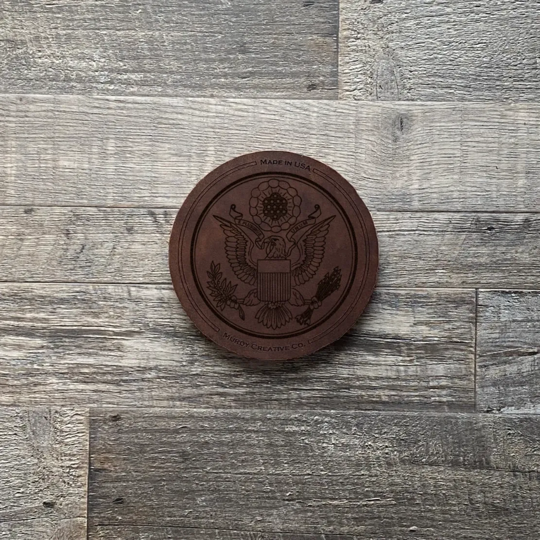 Great Seal Leather 4 Coaster Set