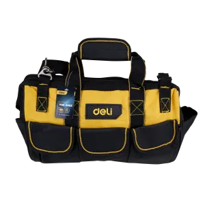Homdum 16” Deli Multipurpose Tools Storage Bag Water Resistant for Electrician Plumber Technician Nylon Material with 3 Flap up Pockets and 16 Open Pockets Color Yellow Black size
