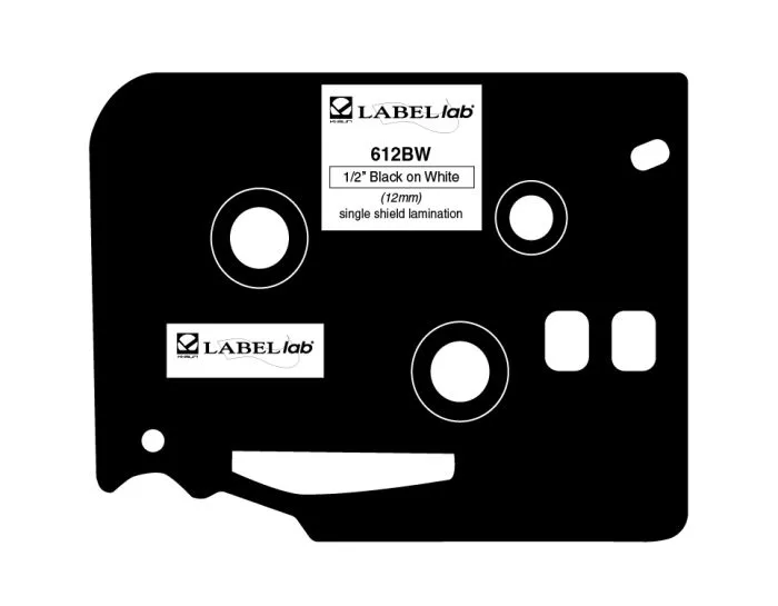 K-Sun 1/2" Black on White Tape 26ft - 612BW