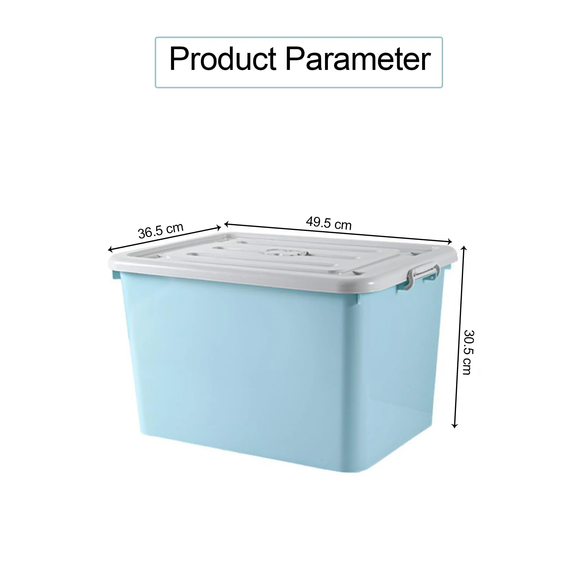 Kuber Industries Pack of 4 Rectangular Storage Box | Storage Box with Lid and Double Side Handles | Stackable Storage Box with Wheel | YN6258 | Blue