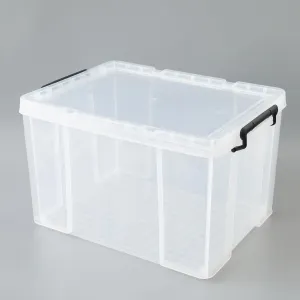 Kuber Industries Pack of 4 Transparent Storage Box | Storage Box with Lid and Double Side Handles | Stackable Large Plastic Storage Containers | YN8855 | Transparent