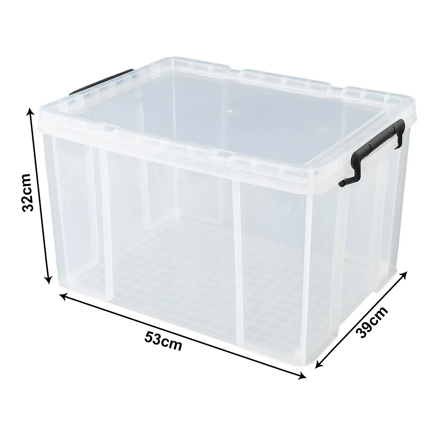 Kuber Industries Pack of 4 Transparent Storage Box | Storage Box with Lid and Double Side Handles | Stackable Large Plastic Storage Containers | YN8855 | Transparent