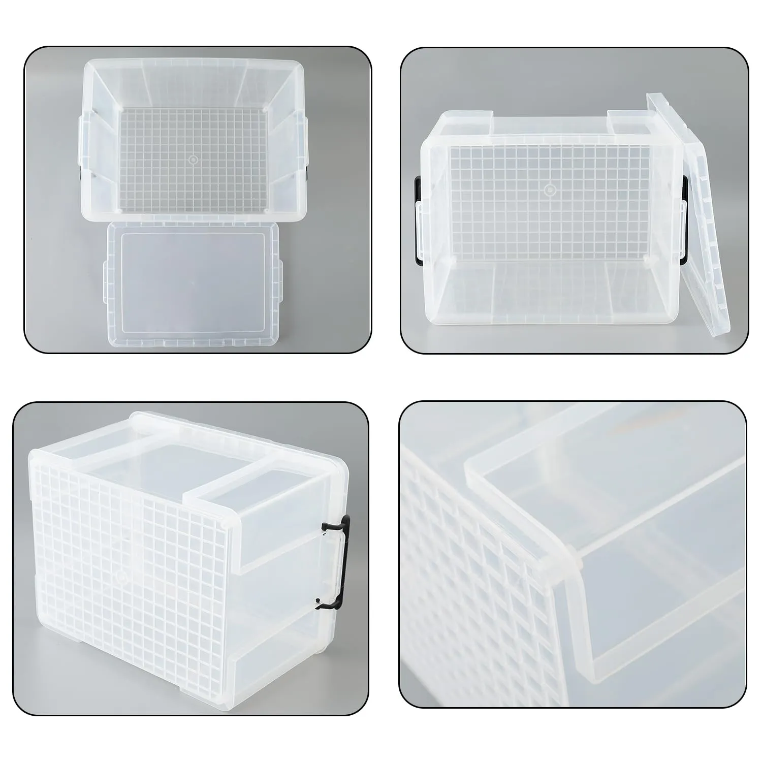 Kuber Industries Pack of 5 Transparent Storage Box | Storage Box with Lid and Double Side Handles | Stackable Large Plastic Storage Containers | YN8855 | Transparent
