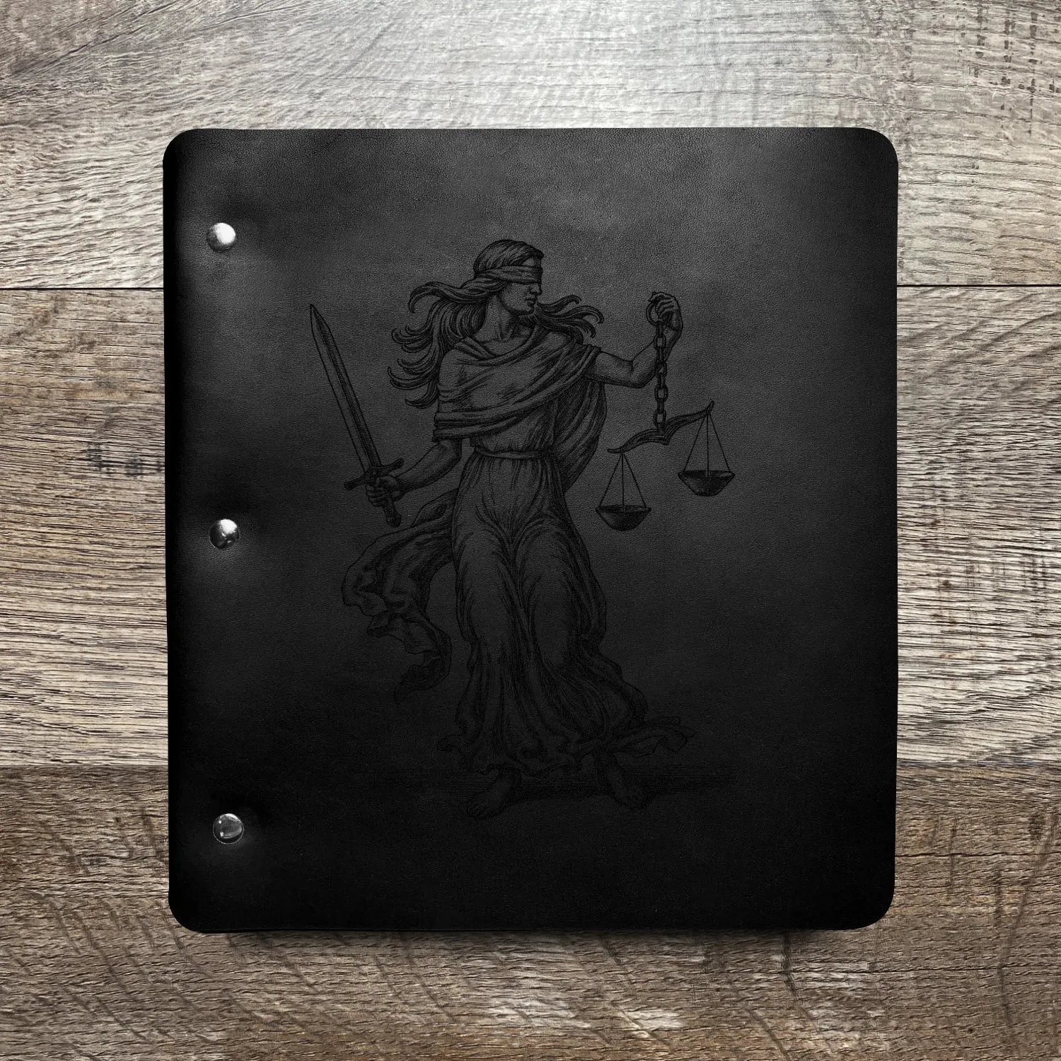Lady Justice - Pre-Engraved - Refillable Leather Binders