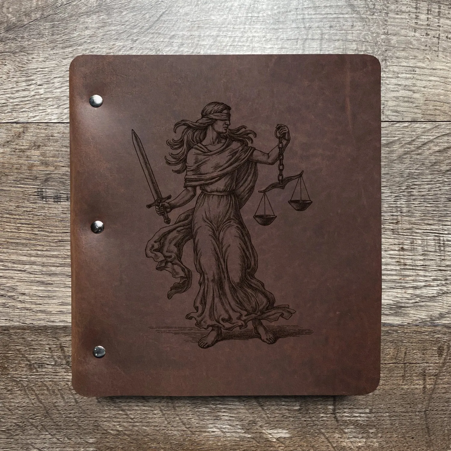 Lady Justice - Pre-Engraved - Refillable Leather Binders