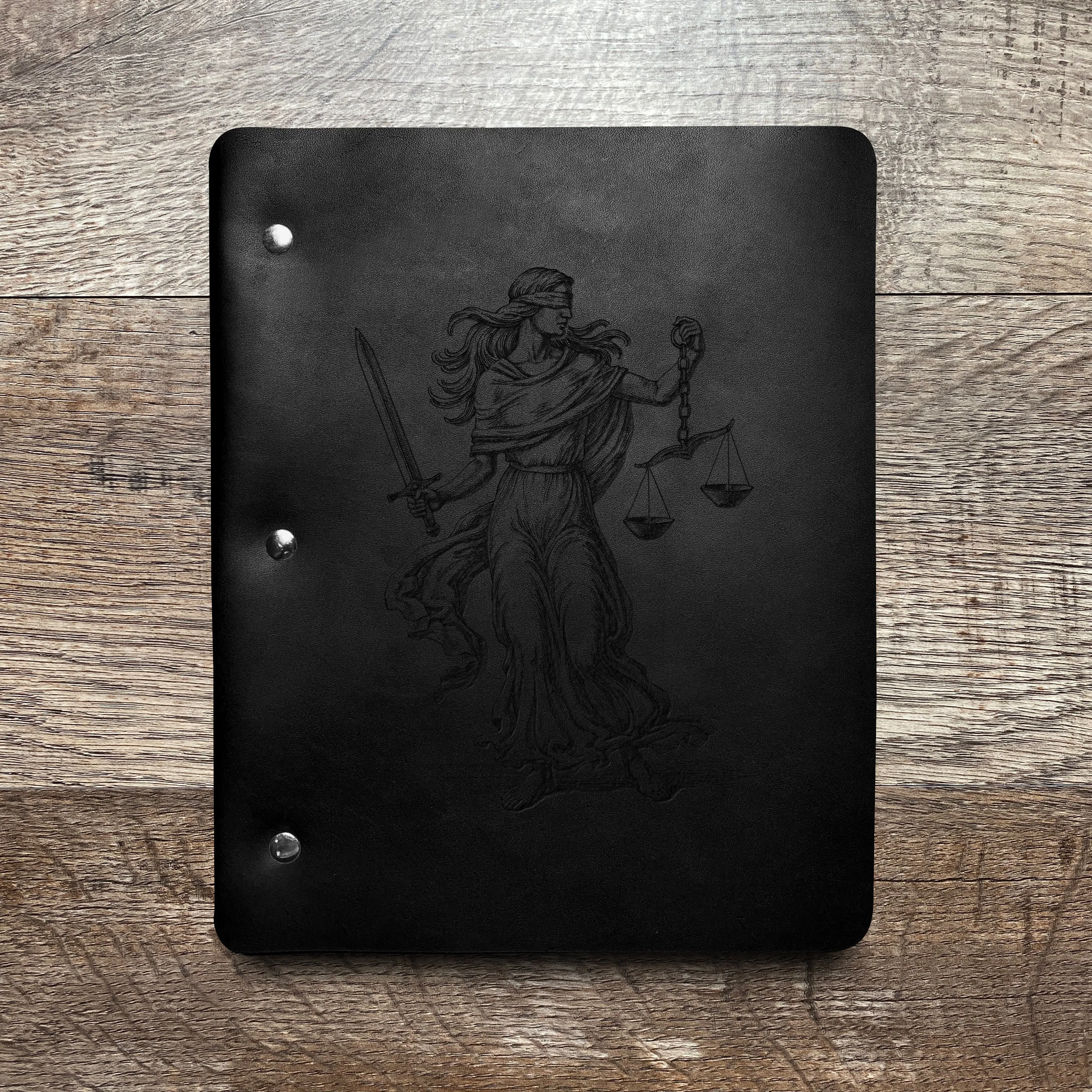 Lady Justice - Pre-Engraved - Refillable Leather Binders