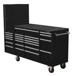MAXIM 80” Black 23 Drawer Workstation Toolbox - Roll Cabinet & Locker Mechanics Tool Box Secure Lock