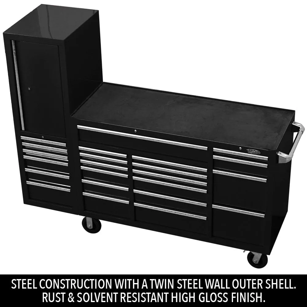 MAXIM 80” Black 23 Drawer Workstation Toolbox - Roll Cabinet & Locker Mechanics Tool Box Secure Lock