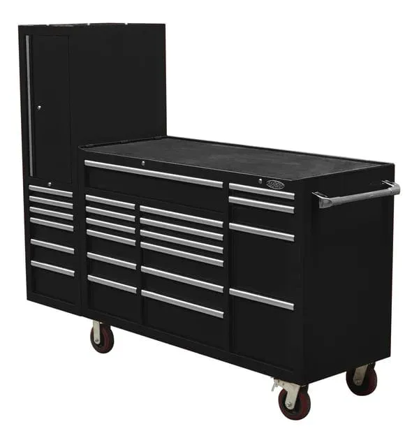 MAXIM 80” Black 23 Drawer Workstation Toolbox - Roll Cabinet & Locker Mechanics Tool Box Secure Lock