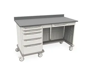 Metro SXRMWTK36EBS2 Starsys Triple Kneewell Mobile WorkCenter with epoxy Resin Top, 28.6" x 63.2" x 36.5"