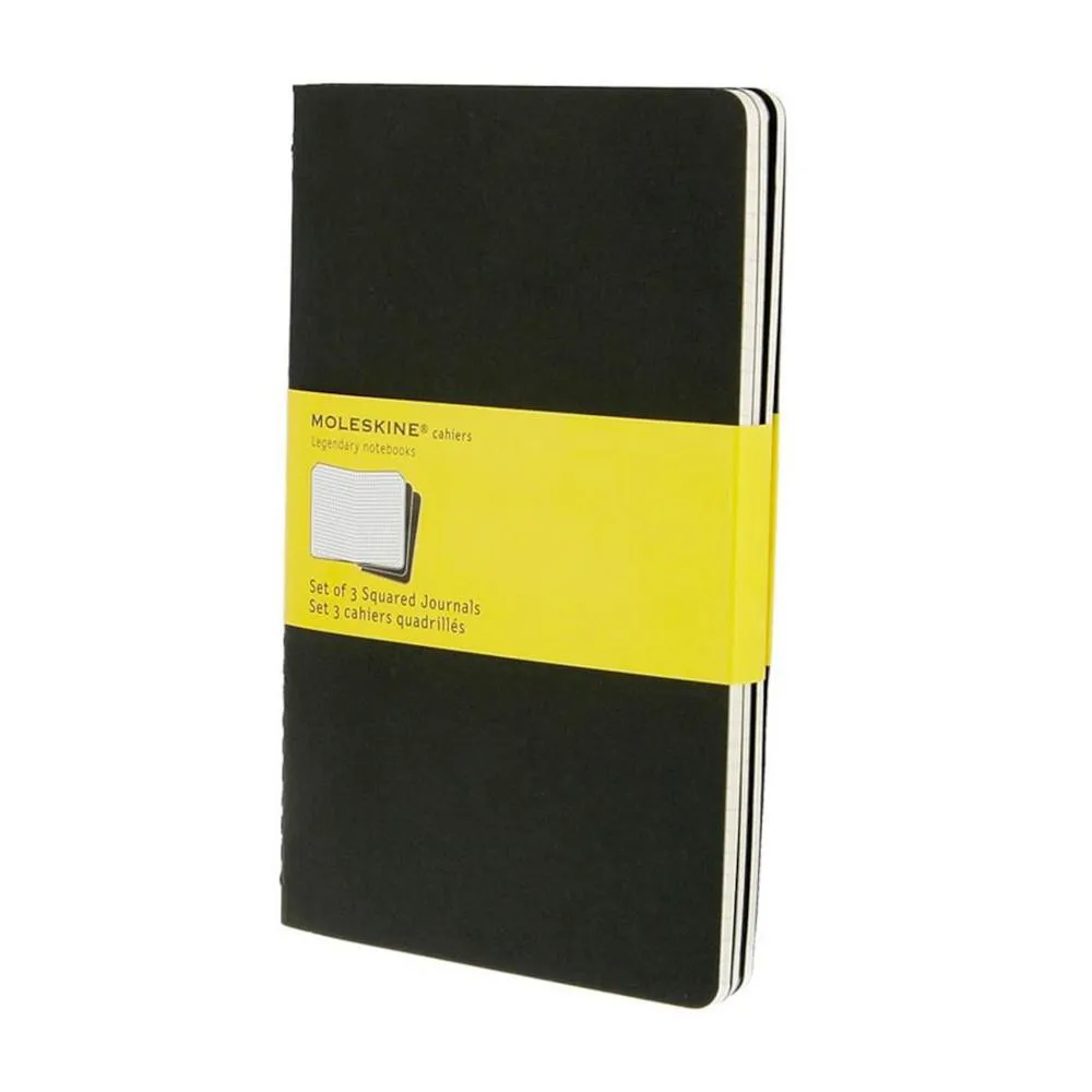 Moleskine Large Grid Cahier Journals 3pk - Black